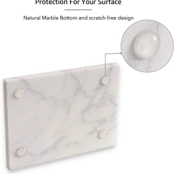 White Marble Soap Dish Holder Jewelry Ring Tray Sink Dish Sponge Holder for Bath - Picture 5 of 6